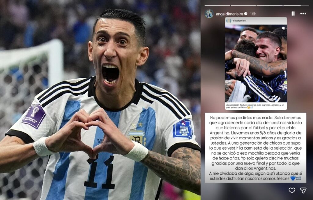 Mundial 2026: la carta de Di María a la Selección tras eliminar a Inglaterra