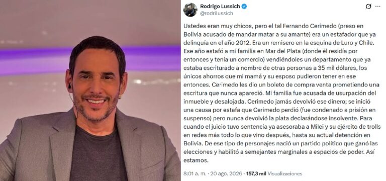 Rodrigo Lussich denunció a Fernando Cerimedo por…
